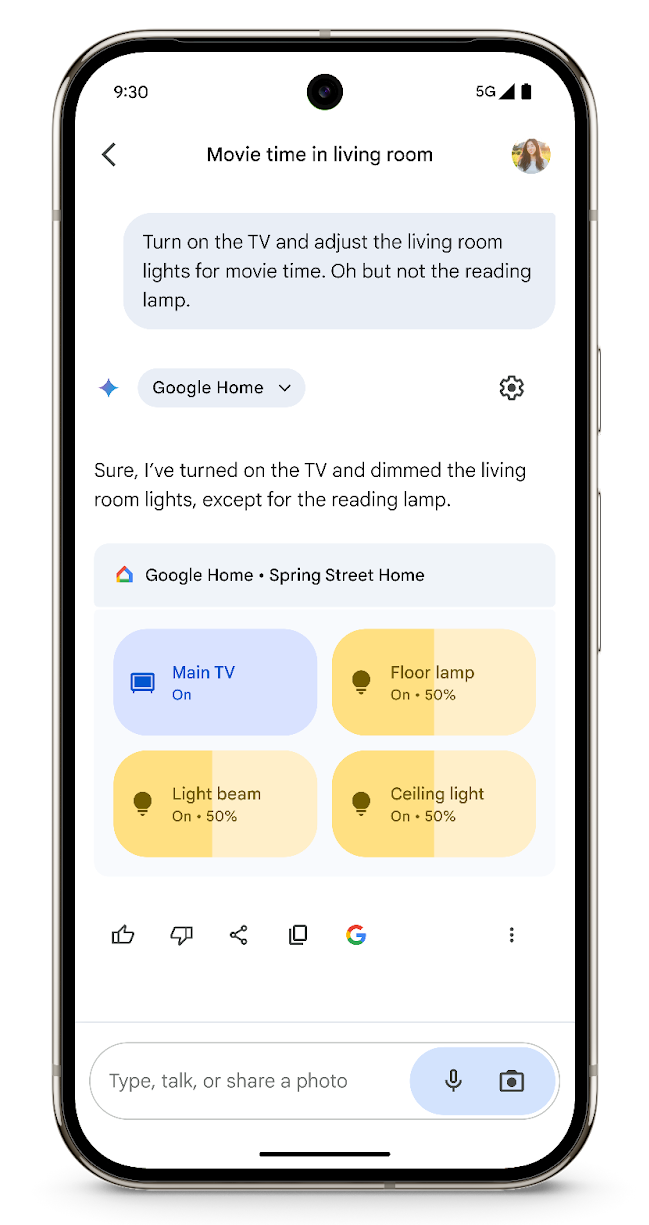 Gemini Google Home Extension UI